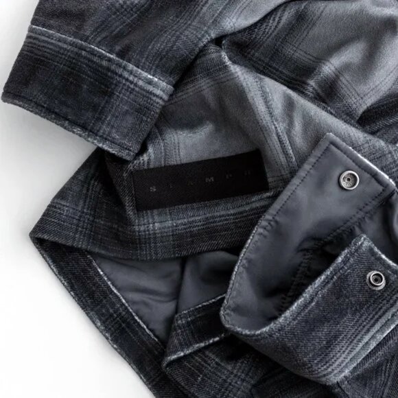 Stampd Plaid Cropped Sherpa Jacket • Blue/Grey Micro Sherpa • Oversized - Picture 3 of 15